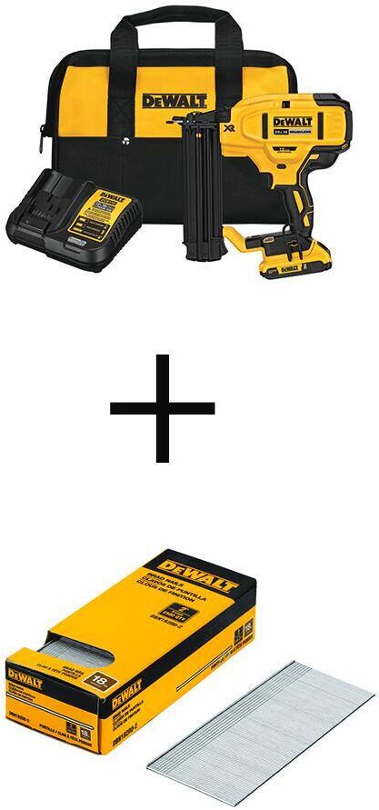 DeWalt 20V MAX XR Lithium-Ion 18-Gauge Cordless Brad Nailer Kit with 2 in. x 18-Gauge Metal Brad Nails (2500 per Pack)