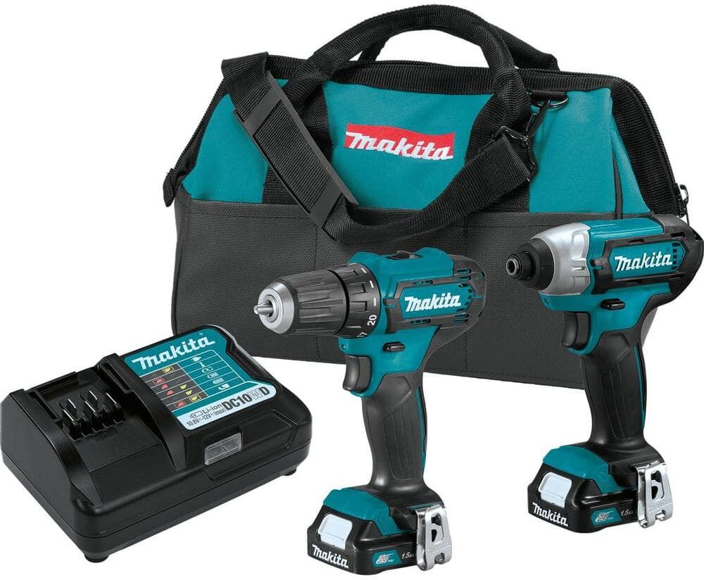 Makita 12V max CXT 1.5 Ah Lithium-Ion Cordless Drill Driver and Impact Driver Combo Kit (2-Piece)