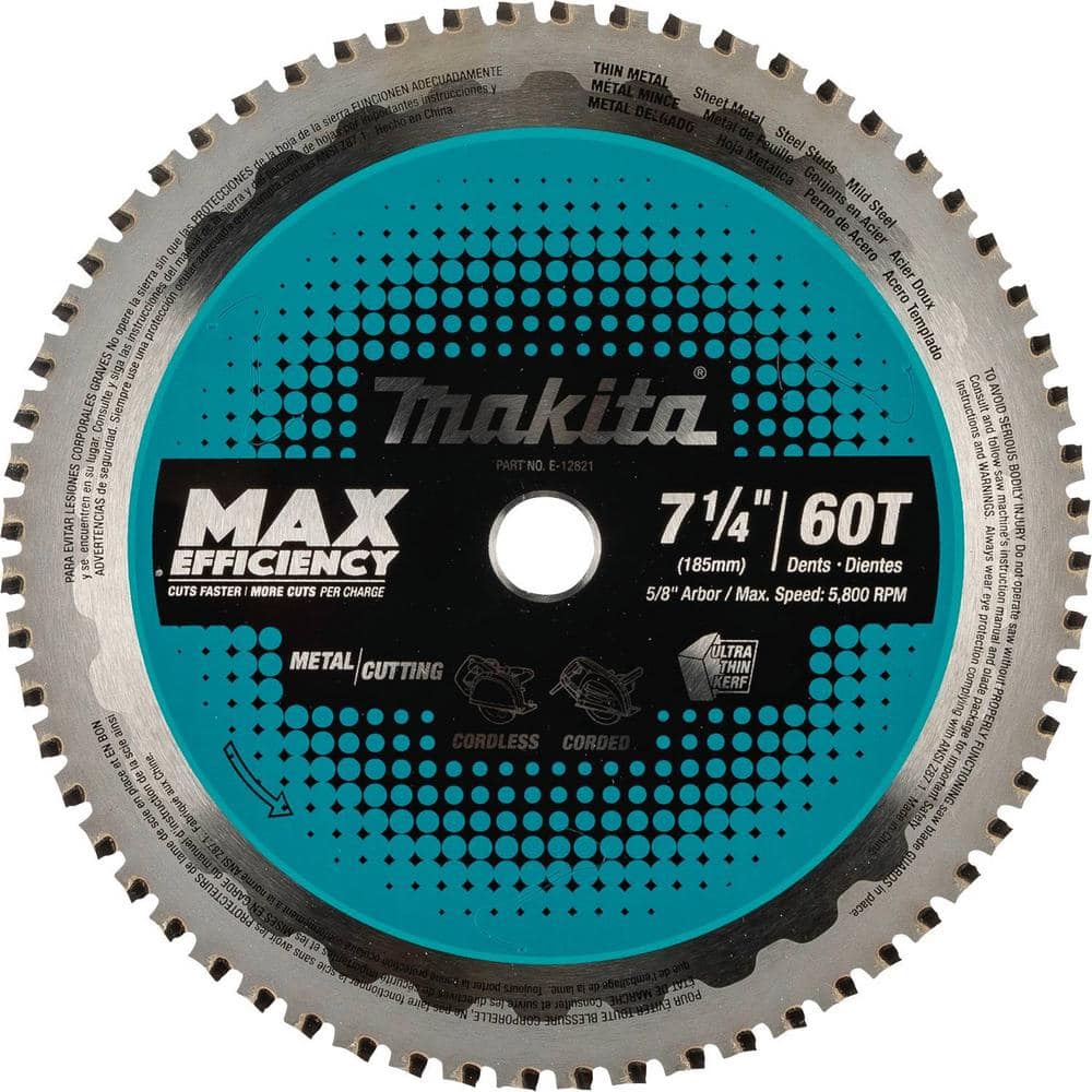 Makita 7-1/4 in. 60-Tooth Carbide-Tipped Max Efficiency Saw Blade, Metal/Stainless Steel