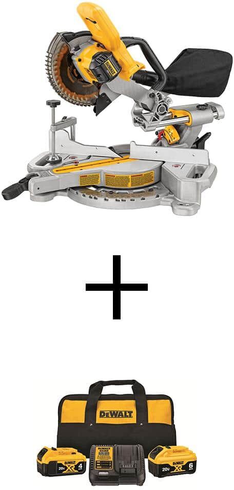 DeWalt 20V MAX Lithium-Ion Cordless 7-1/4 in. Sliding Miter Saw with 6.0 Ah Battery, 4.0 Ah Battery, Charger and Bag