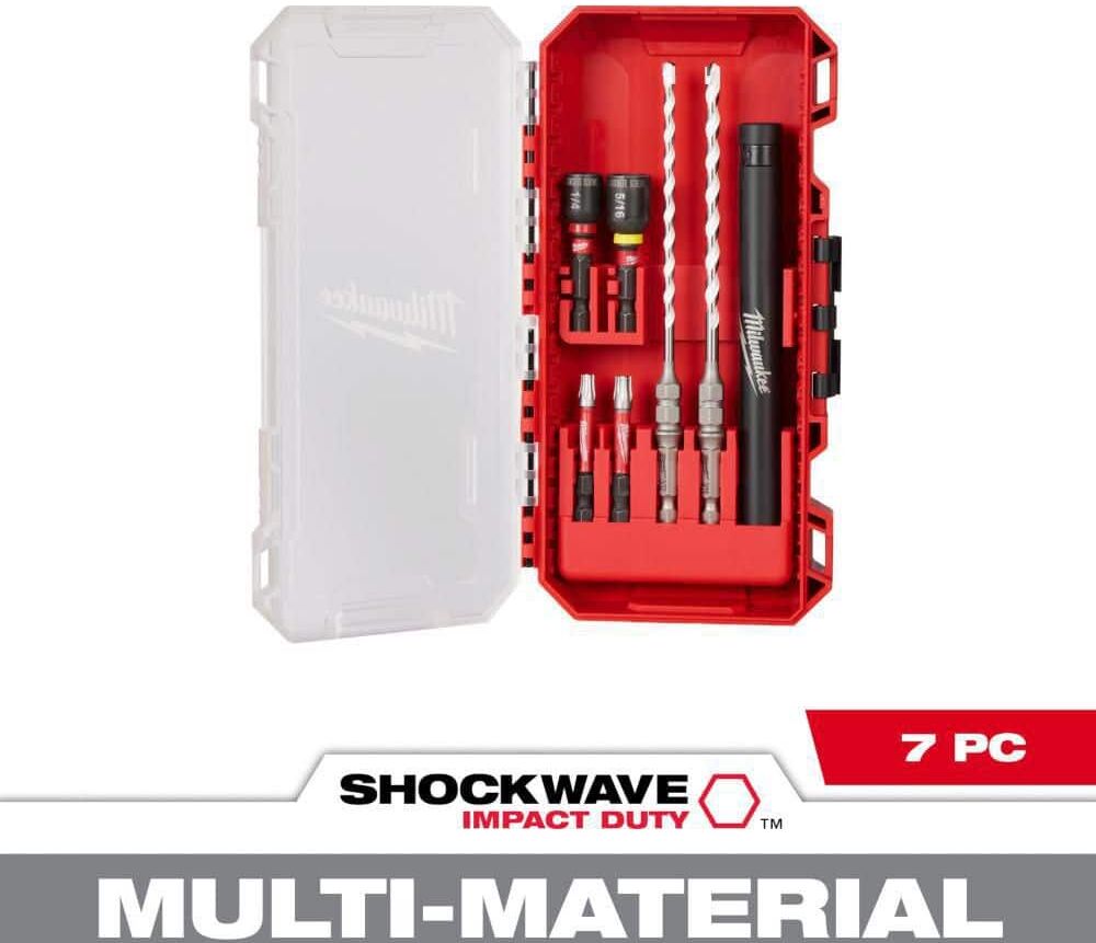 Milwaukee SHOCKWAVE Impact-Duty Multi-Material Concrete Screw Installation Kit (7-Piece)