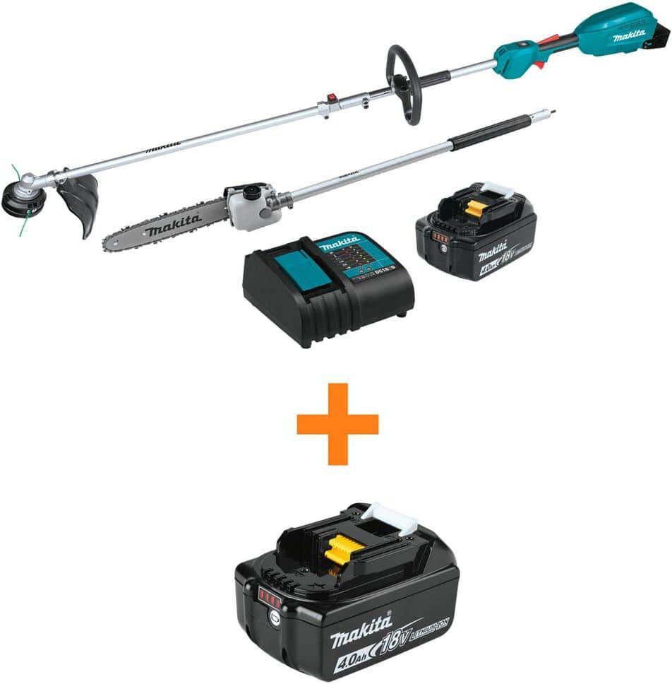 Makita LXT 18V Cordless Electric Couple Shaft Combo Kit (2-Tool String Trimmer/Pole Saw) 4.0Ah, w/ Bonus 18V 4.0Ah LXT Battery