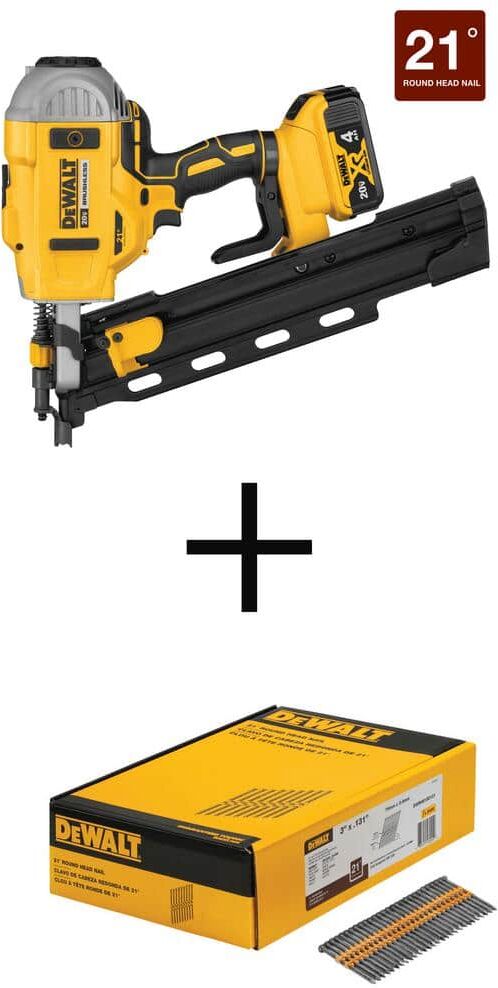 DeWalt 20V MAX XR Lithium-Ion Brushless 21° Framing Nailer Kit and 3 in. x 0.131 in. Metal Framing Nails (2000-Per Box)