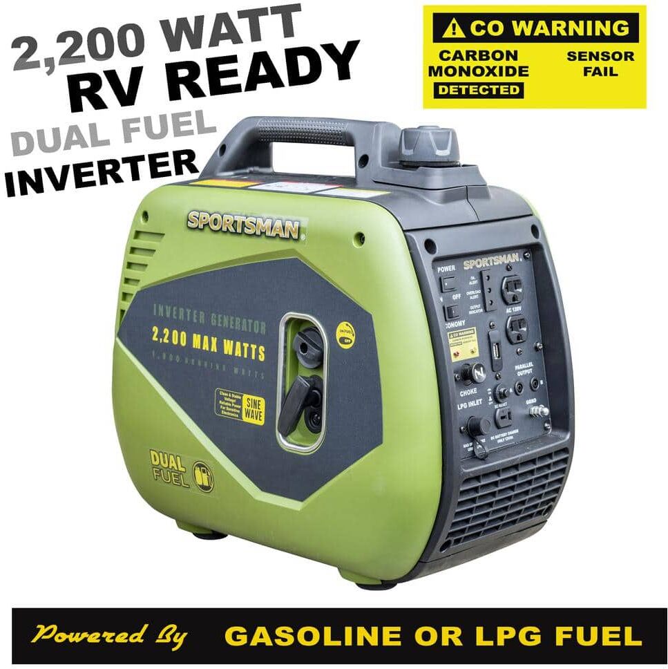 Sportsman 2,200/1,800-Watt Dual Fuel Powered Recoil Start Inverter Generator with Parallel Capacity, CO Detector and Auto-Shutoff