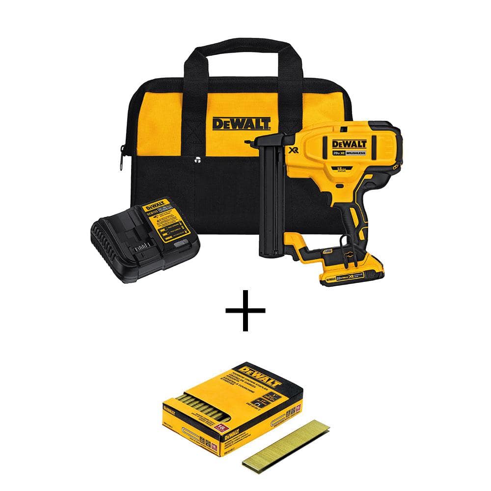 DeWalt 20V MAX XR Lithium-Ion Cordless 18-GA Narrow Crown Stapler Kit with 1/4 in. x 1 in. 18-GA Crown Staple (2500-Pieces)