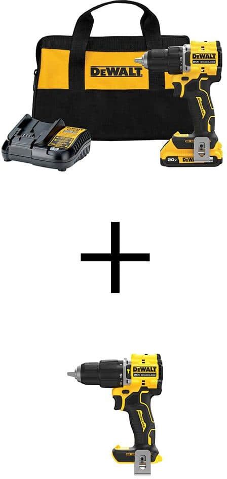 DeWalt ATOMIC 20-Volt Lithium-Ion Cordless Compact 1/2 in. Drill/Driver Kit and 1/2 in. Hammer Drill with 2Ah Battery & Charger