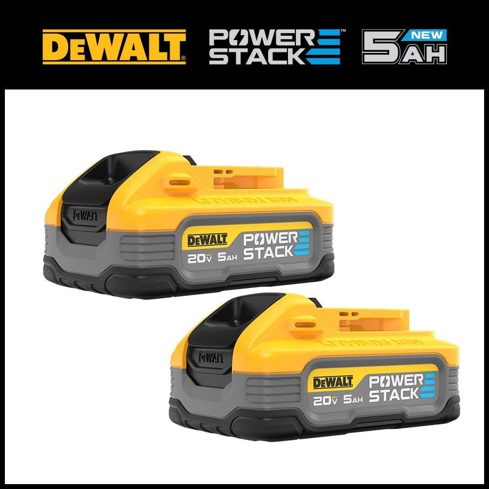 DeWalt POWERSTACK 20V Lithium-Ion 5.0Ah Battery Pack (2 Pack)