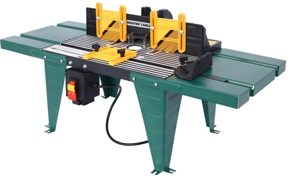 Kahomvis 34 in. W x 13.5 in. D x 16 in. H Electric Benchtop Router Table Wood Working Craftsman Tool, Green