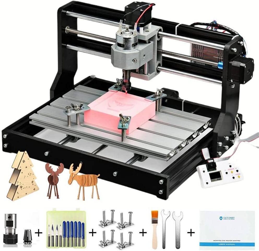 SainSmart Genmitsu CNC 3018-PRO Router Kit GRBL Control PCB PVC Wood Carving Milling Engraving Machine, Working Area 300x180x45mm