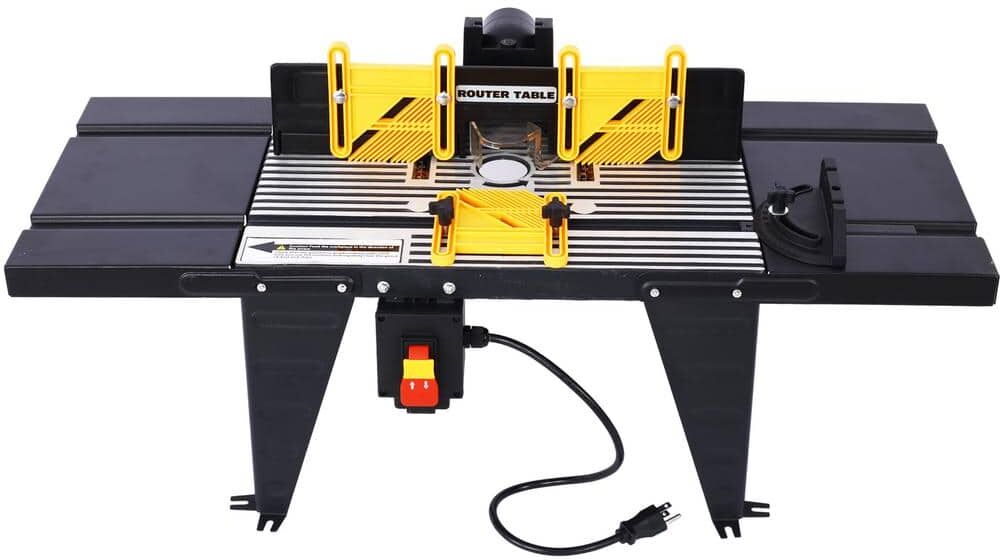 GOGEXX 34 in. W x 13.5 in. L x 16 in. H Electric Benchtop Router Table Top with Steel Stand, Wood Working Craftsman Tool