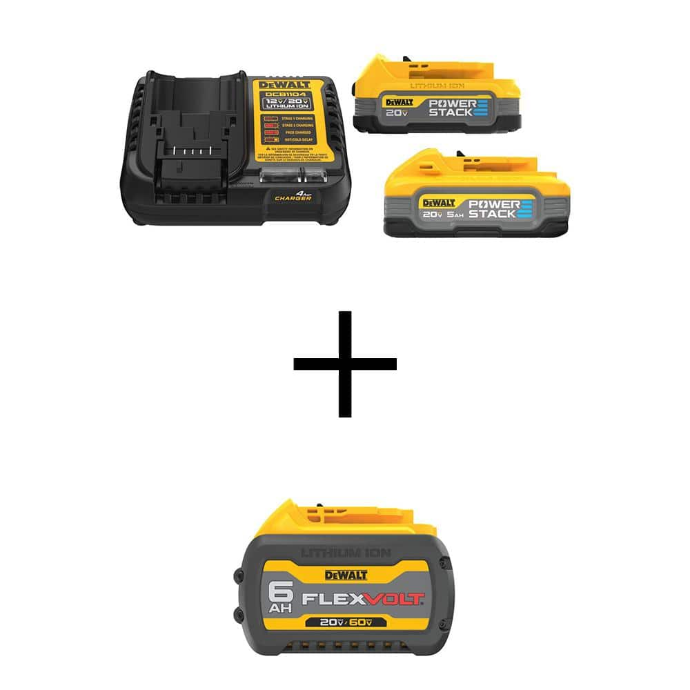 DeWalt Powerstack 20V Lithium-Ion 5.0 Ah and 1.7 Ah Batteries, FLEXVOLT 20V/60V MAX Lithium-Ion 6.0Ah Battery and Charger