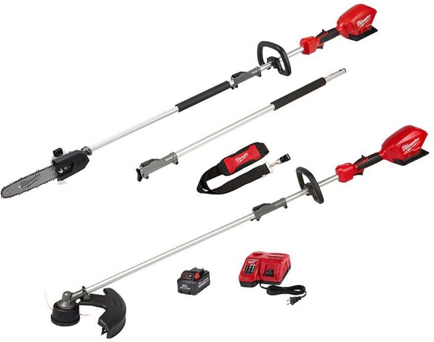 Milwaukee M18 FUEL 10 in. 18V Lithium-Ion Brushless Electric Cordless Pole Saw & String Trimmer Kit with 8.0Ah Battery & Charger