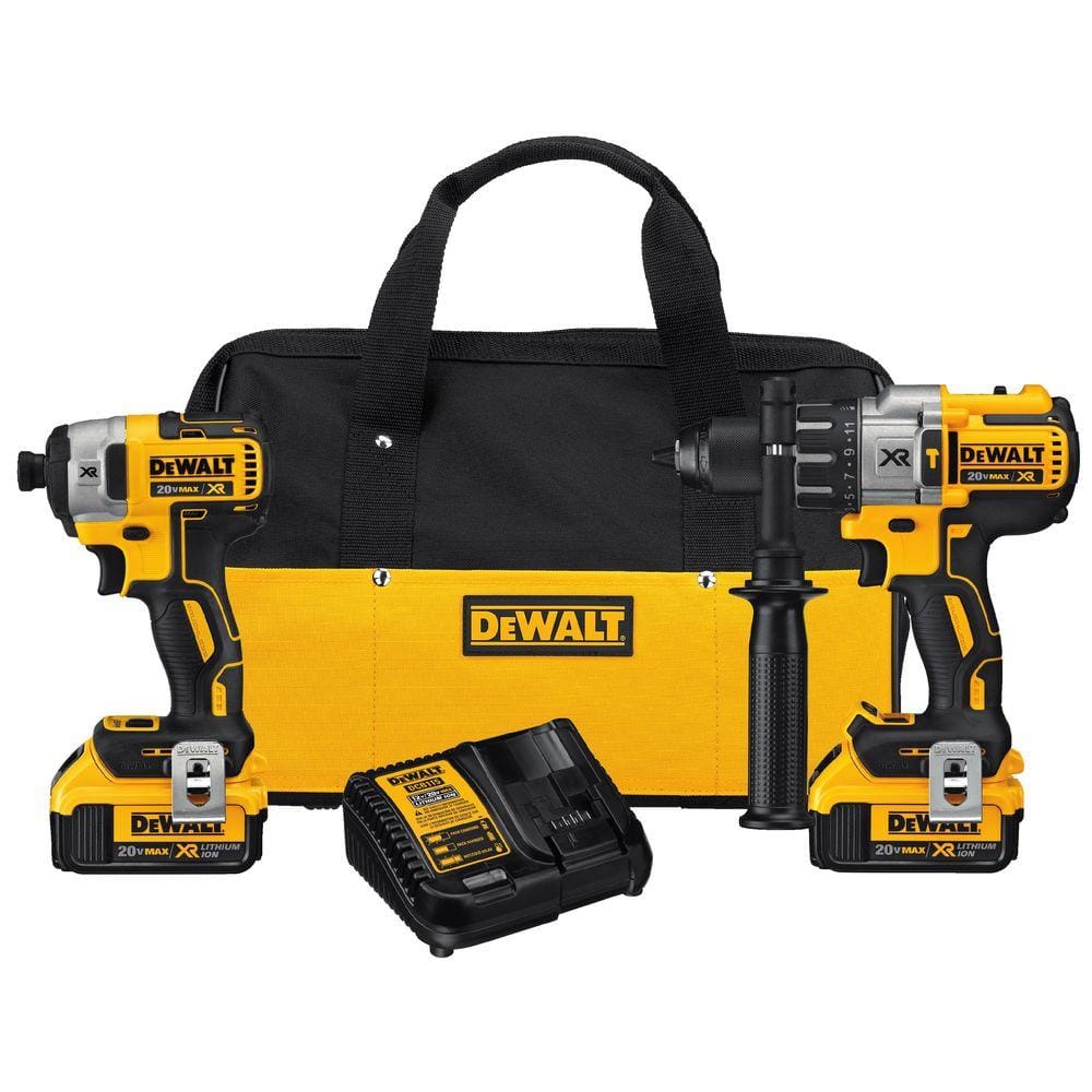 DeWalt 20V MAX XR Cordless Brushless Hammer Drill/Impact 2 Tool Combo Kit with (2) 20V 4.0Ah Batteries and Charger