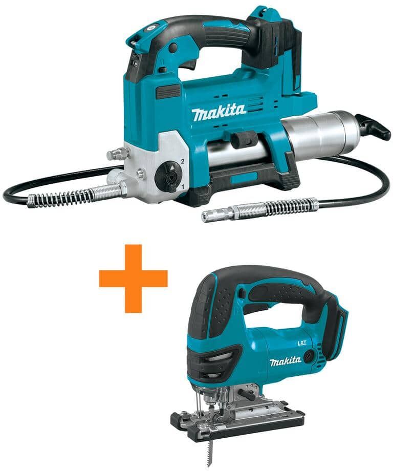 Makita 18V LXT Lithium-Ion Grease Gun (Tool Only) with 18V LXT Lithium-Ion Cordless Jigsaw (Tool-Only)