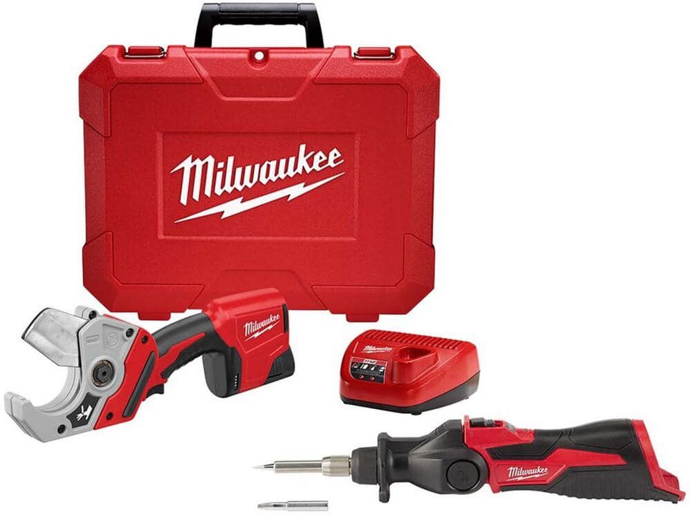 Milwaukee M12 12-Volt Lithium-Ion Cordless PVC Shear Kit with One 1.5 Ah Battery, Charger and Hard Case with M12 Soldering Iron