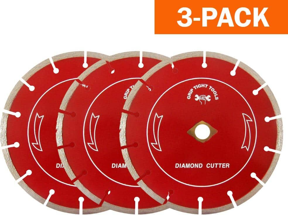 GRIP TIGHT TOOLS 7 in. Professional Segmented Cut Diamond Blade for Cutting Granite, Marble, Concrete, Stone, Brick and Masonry (3-Pack)