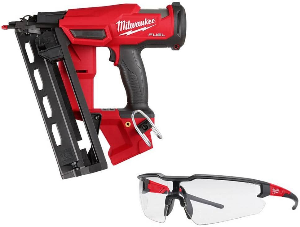 Milwaukee M18 FUEL 18-Volt Lithium-Ion Brushless Cordless Gen II 16GA Finish Nailer Tool-Only w/Clear Anti Scratch Safety Glasses