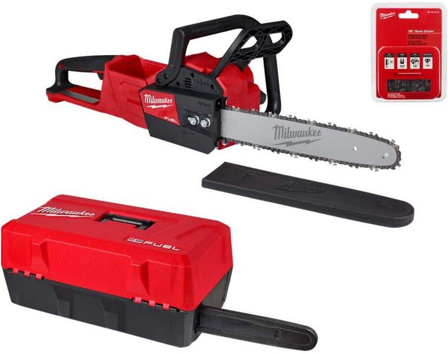 Milwaukee M18 FUEL 16 in. 18-Volt Lithium-Ion Brushless Cordless Chainsaw (Tool-Only) with Chainsaw Case & 16 in. Chainsaw Chain