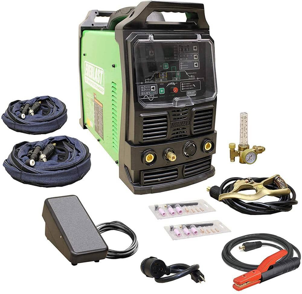 Everlast 210 Amp PowerTIG 210EXT IGBT Digital Inverter AC/DC Stick/TIG Welder with High Frequency and Lift TIG Start, 120V/240V