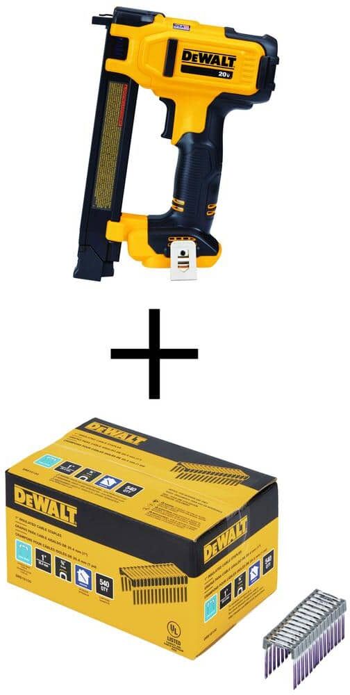 DeWalt 20V MAX Lithium-Ion Cordless Cable Staple Nailer (Tool Only) with 1 in. Insulated Electrical Staples (540 per Box)