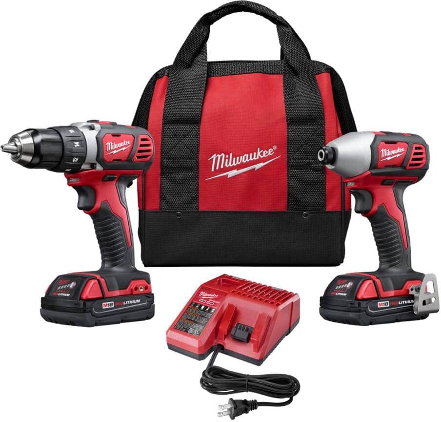 Milwaukee M18 18V Lithium-Ion Cordless Drill Driver/Impact Driver Combo Kit (2-Tool) W/ Two 1.5Ah Batteries, Charger Tool Bag