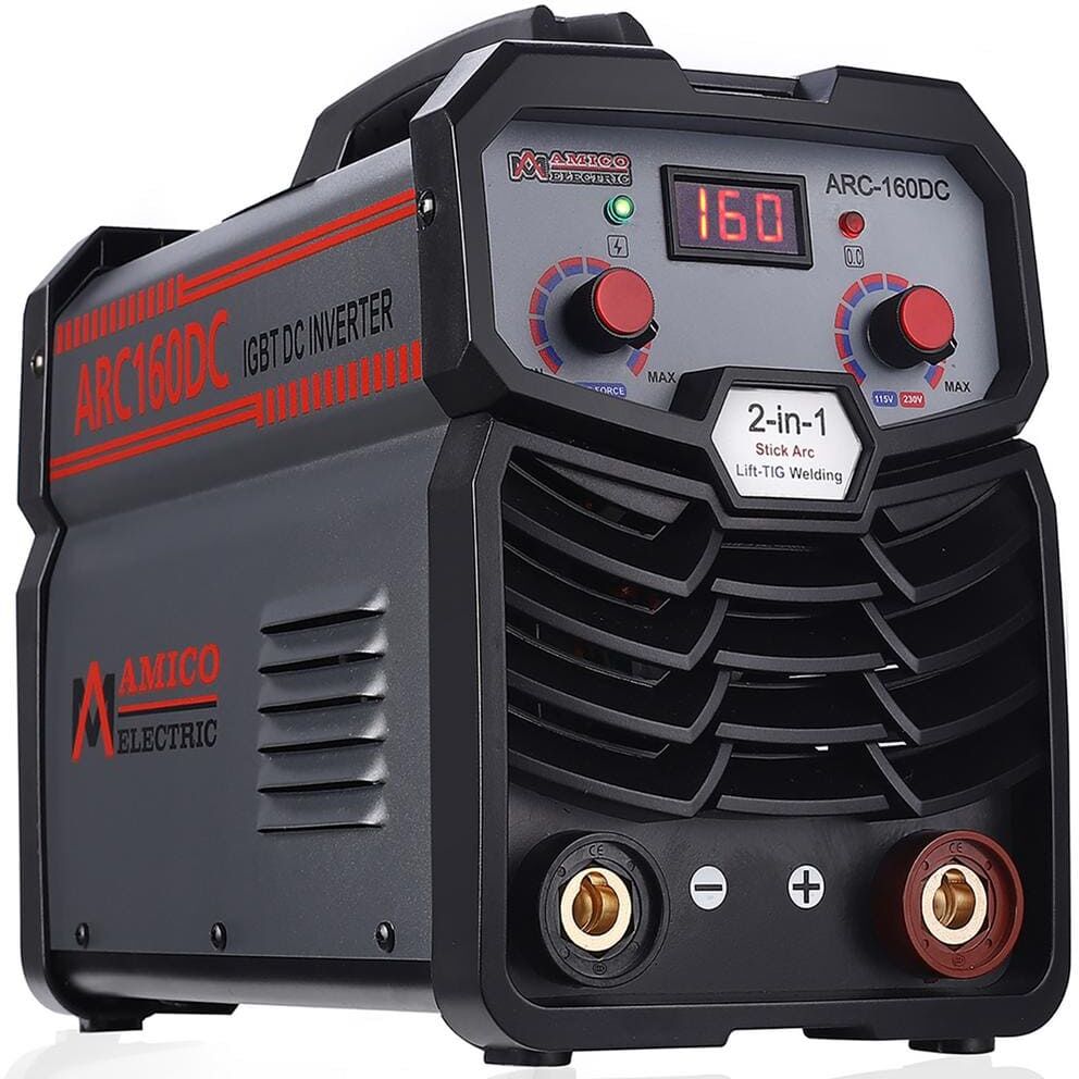 AMICO POWER ARC-160DC, 160 Amp Stick Arc Lift-TIG Inverter Welder, 80% Duty Cycle, 100-250V Wide Voltage, Compatible all Electrodes