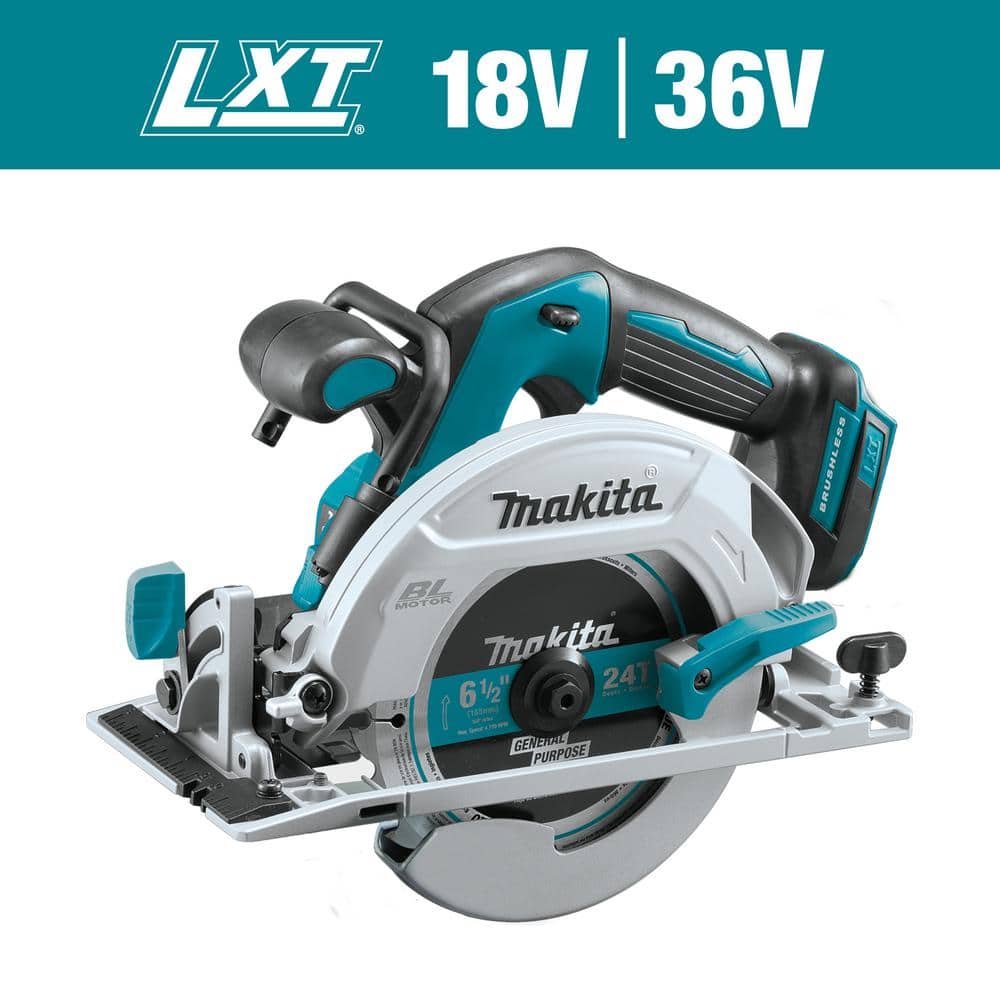 Makita 18V LXT Lithium-Ion Brushless Cordless 6-1/2 in. Circular Saw with Electric Brake and 24T Carbide Blade (Tool-Only)