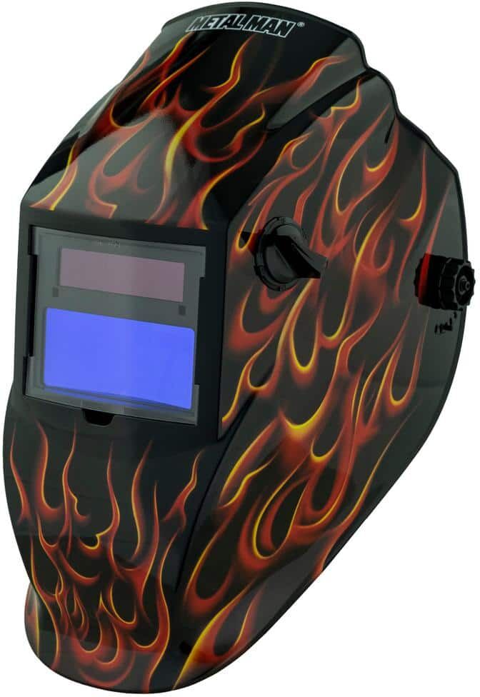 METAL MAN Real Flame 9 to 13 Shade Auto Darkening Welding Helmet 3.86 in. x 1.73 in. Viewing Area