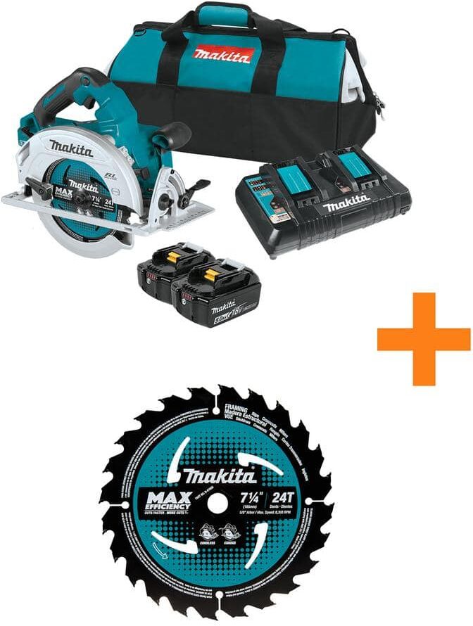 Makita 18V X2 LXT (36V) Brushless Cordless 7.25 in. Circular Saw Kit 5.0Ah with 7.25 in. Framing Saw Blade