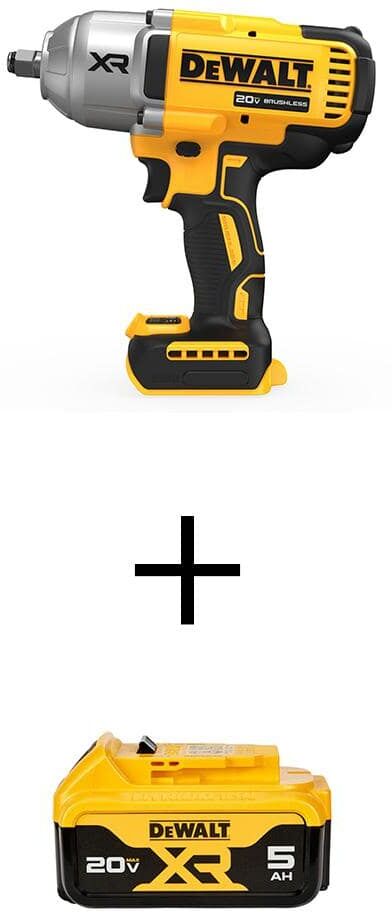 DeWalt 20V MAX Lithium-Ion Cordless 1/2 in. Impact Wrench with 20V MAX XR Premium Lithium-Ion 5.0Ah Battery Pack