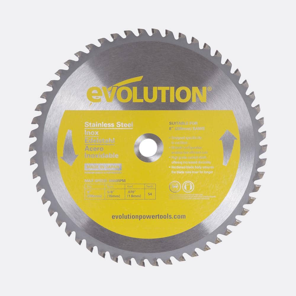 Evolution Power Tools 8 in. 54-Teeth Stainless-Steel Cutting Saw Blade