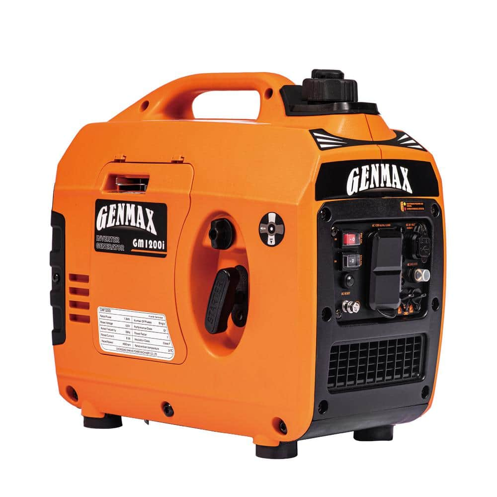 GENMAX 1200-Watt Recoil Start Gasoline Powered Inverter Generator with Super Quiet 57 cc Engine