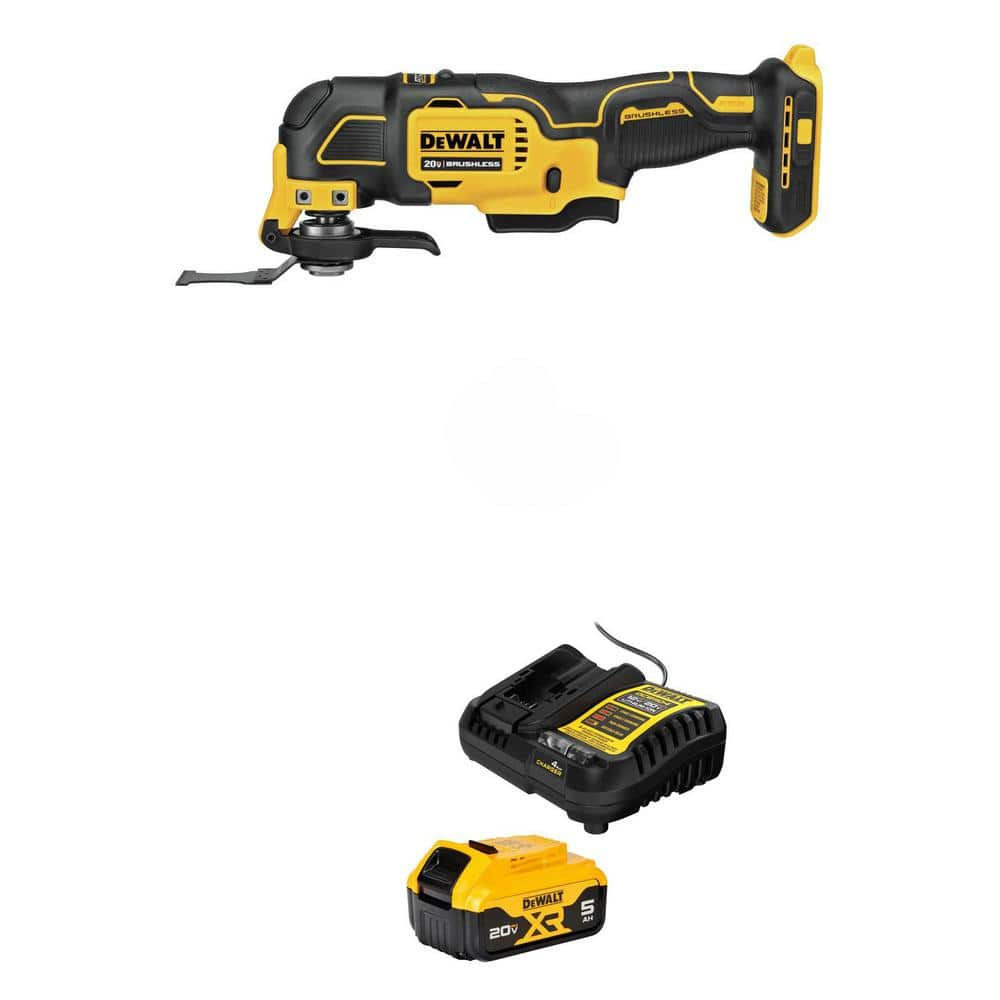 DeWalt ATOMIC 20V MAX Lithium-Ion Cordless Brushless Oscillating Multi Tool with 20V MAX XR 5 Ah Battery Pack and Charger