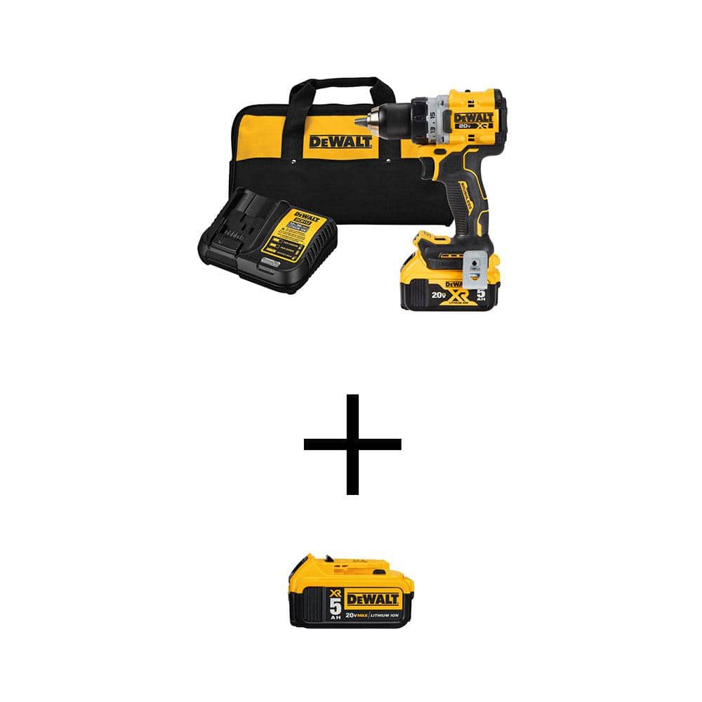 DeWalt 20-Volt Maximum XR Lithium-Ion Cordless Compact 1/2 in. Drill/Driver Kit w/Two 20-Volt Maximum 5.0Ah Battery and Charger