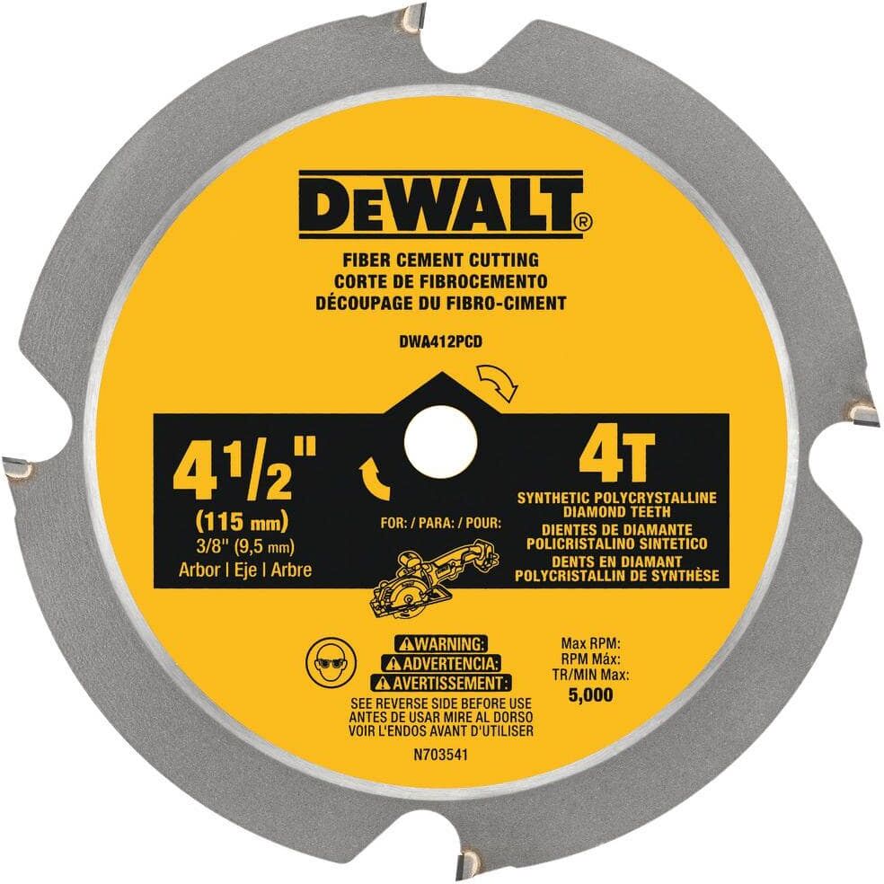 DeWalt ATOMIC 4-1/2 in. 4-Tooth Fiber Cement Cutting Circular Saw Blade