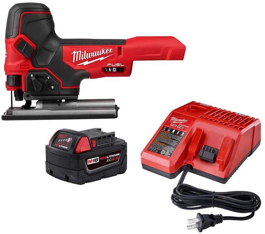 Milwaukee M18 FUEL 18-Volt Lithium-Ion Brushless Cordless Barrel Grip Jig Saw w/5.0Ah Battery Starter Kit