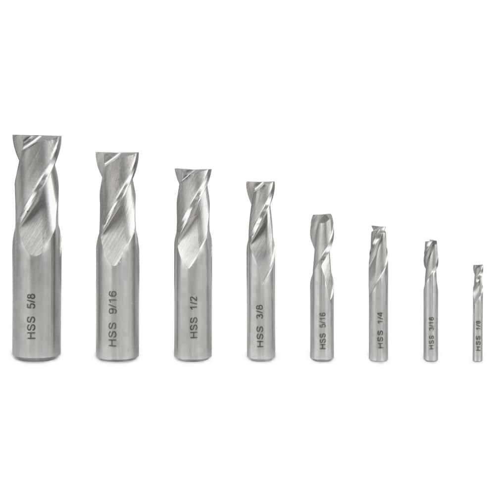 WEN 2-Flute HSS End Mill Set for Milling Machines (8-Piece)