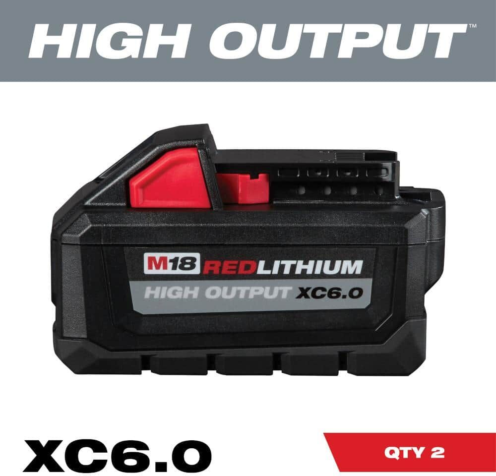 Milwaukee M18 18-Volt Lithium-Ion High Output 6.0Ah Battery Pack (2-Pack)