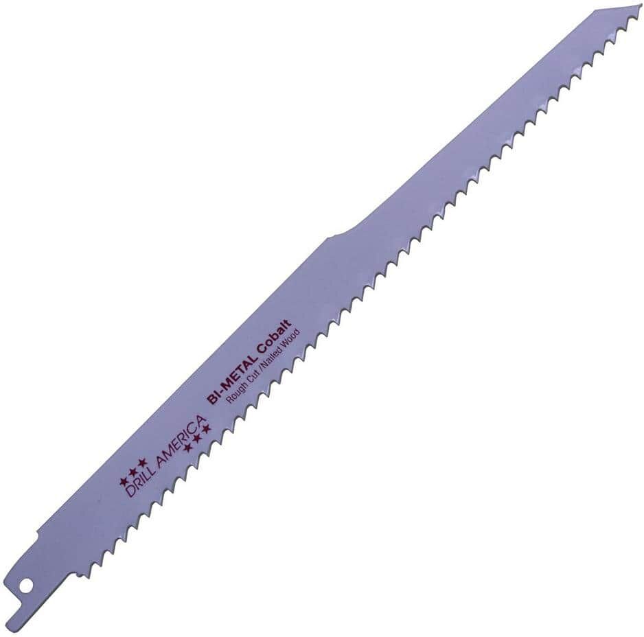 Drill America 3/4 in. W x 12 in. L x 6 Teeth (TPI) x 0.05 in. Thickness Bi-Metal Cobalt Reciprocating Saw Blade (10-Pieces)