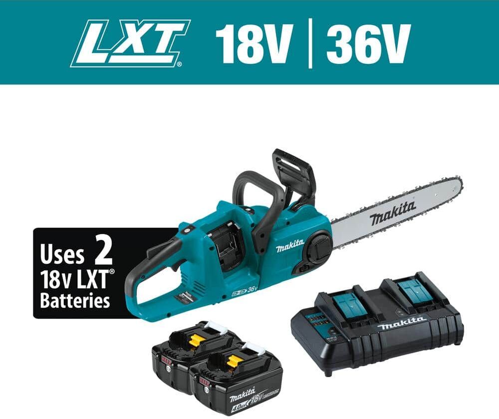 Makita LXT 16 in. 18V X2 (36V) Lithium-Ion Brushless Battery Electric Chain Saw Kit (4.0Ah)