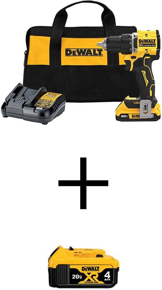 DeWalt ATOMIC 20-Volt Lithium-Ion Cordless Compact 1/2 in. Drill/Driver Kit with 4.0Ah Battery, 2.0Ah Battery, Charger and Bag