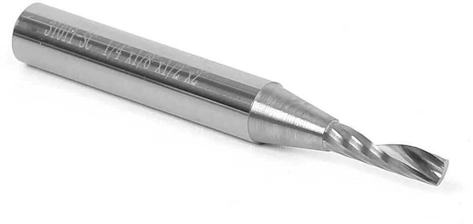 Yonico O Flute Upcut Spiral End Mill 1/8 in. Dia 1/4 in. Shank Solid Carbide CNC Router Bit