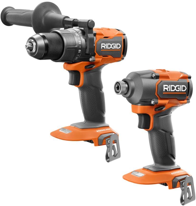 RIDGID 18V Brushless Cordless 2-Tool Combo Kit w/ 1/4 in. Impact Driver and 1/2 in. Hammer Drill/Driver (Tools Only)