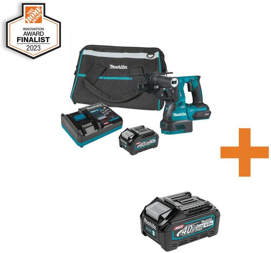 Makita 40V Max XGT 19-1/2 in. Brushless 15 lbs. AVT Demolition Hammer Kit, AWS Capable (4.0 Ah) with bonus XGT 4.0Ah Battery