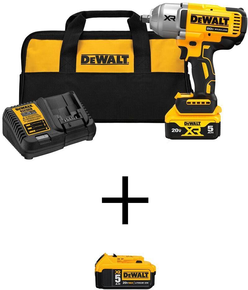 DeWalt 20V MAX Lithium-Ion Cordless 1/2 in. Impact Wrench Kit with 20V MAX XR Premium Lithium-Ion 5.0Ah Battery Pack