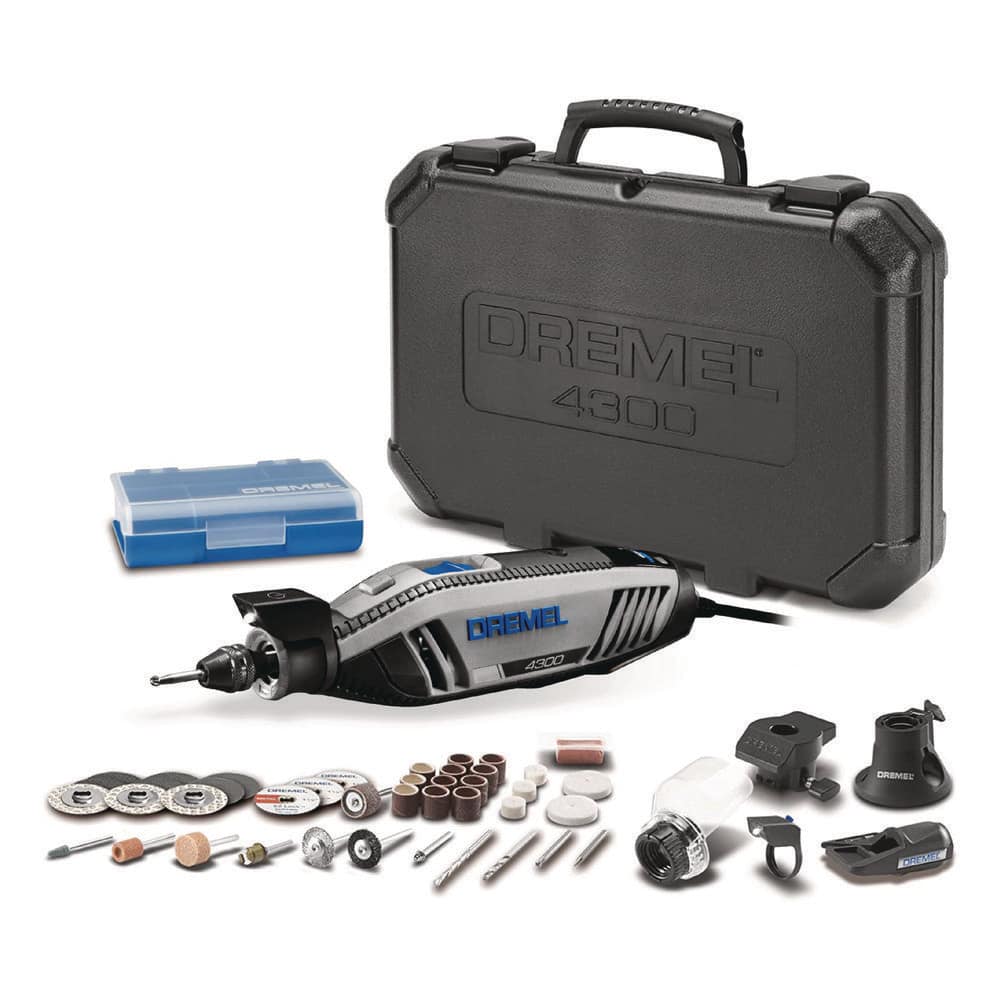 Dremel 4300 Series 1.8 Amp Variable Speed Corded Rotary Tool Kit w/ Mounted Light, 40 Accessories, 5 Attachments, Carrying Case