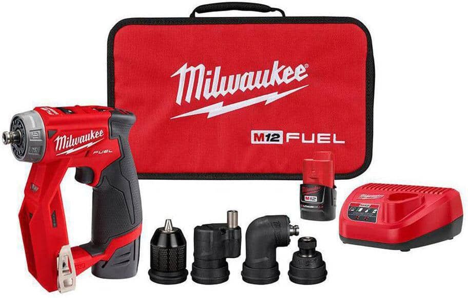 Milwaukee M12 FUEL 12V Lithium-Ion Brushless Cordless 4-in-1 Installation 3/8 in. Drill Driver Kit with 4-Tool Heads