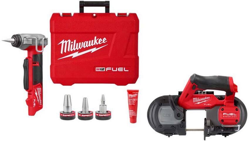 Milwaukee M12 FUEL 12-Volt Li-Ion Brushless Cordless Pro Pex Expansion Tool w/1/2 in. to 1 in. Expander Heads & M12 Fuel Bandsaw