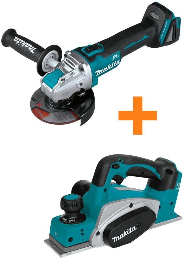 Makita 18V LXT Lithium-Ion Brushless Cordless 4-1/2 in./5 in. X-LOCK Angle Grinder with 18V LXT 3-1/4 in. Cordless Planer