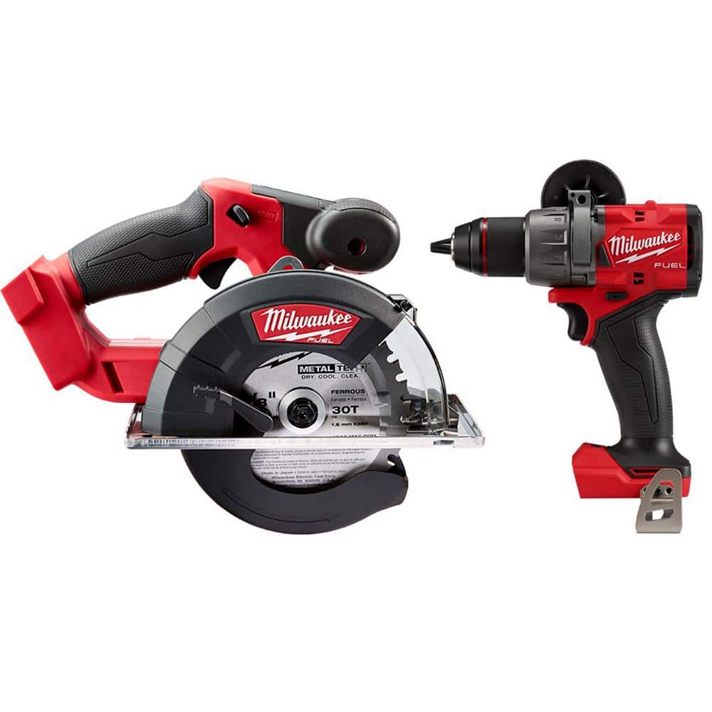 Milwaukee M18 FUEL 18V Lithium-Ion Brushless Cordless Metal Cutting 5-3/8 in. Circular Saw w/Metal Blade & M18 Hammer Drill